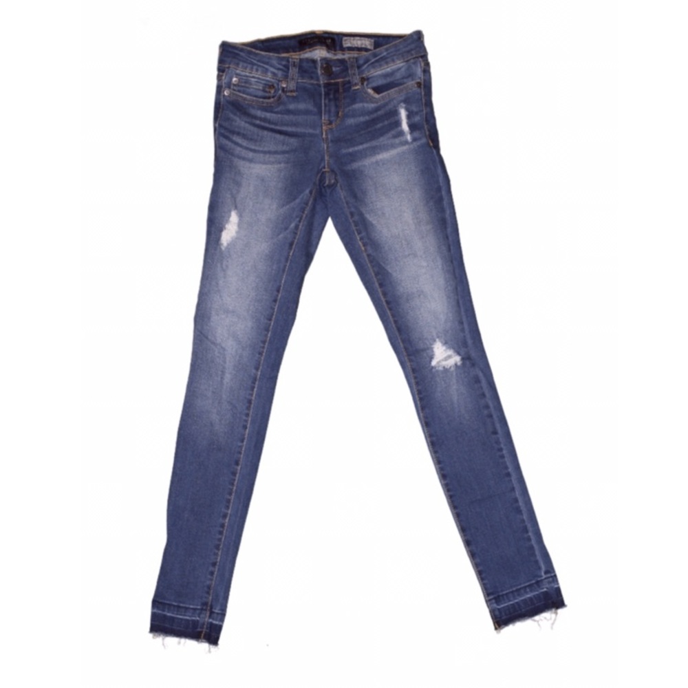 High-Waisted Ripped Ankle Jeggings